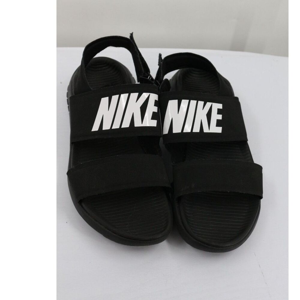 Nike Tanjun Womens Black Comfort Sandal Size 9 Big Logo